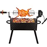 TOPQSC Kit de asador eléctrico para barbacoa Parrilla de acero inoxidable Asador universal Kit de parrilla eléctrica grande con motor para picnic Camping Carnival